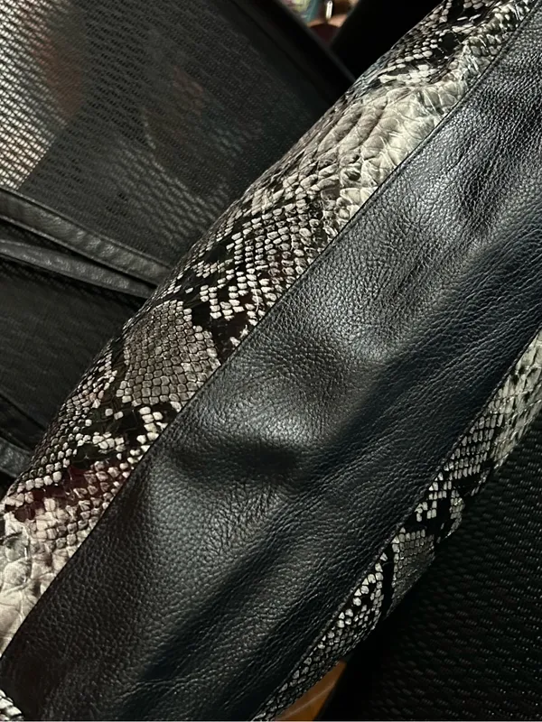 Black & Magenta Snake-Trim Tote Shoulder Bag - Image 13