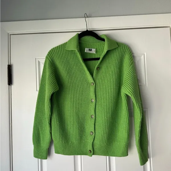 Aritzia Wilfred Claudette Cardigan collared merino wool in‎ cucamelon green XXs - Image 4
