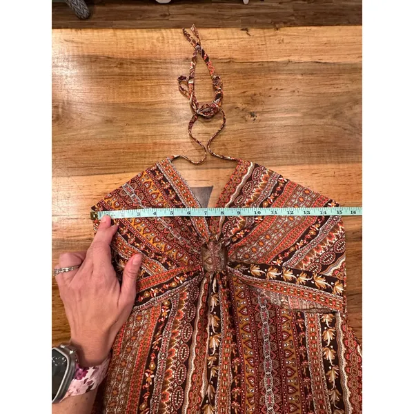 Shein Petite Small Boho Halter Handkerchief Hem Maxi Dress - Image 10