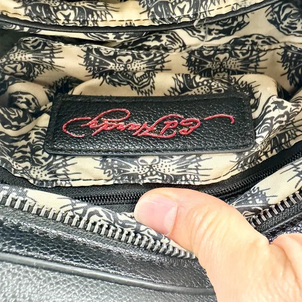 Ed Hardy Mini Bowler Bag Stachel Rhinestone Rose Heart Tattoo Art Y2K Studded - Image 8