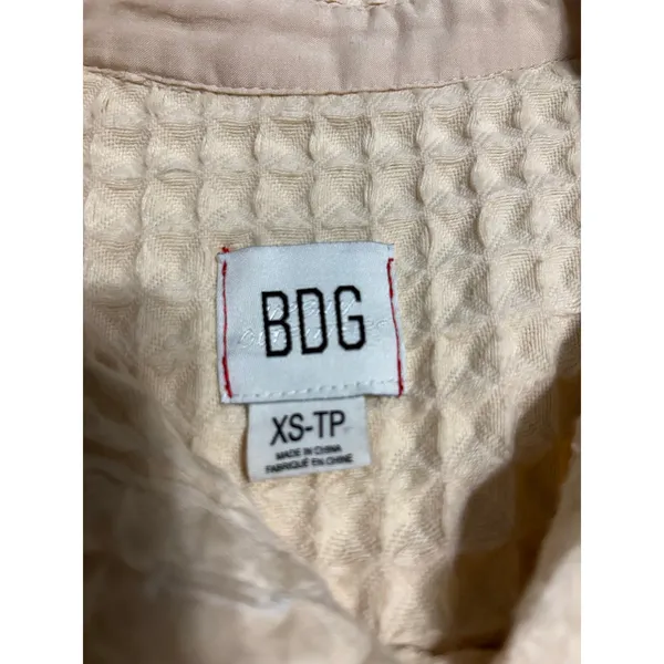 BDG Stanley Waffle Button Down Shirt Jacket XS Oversized Cream Shacket - Image 3