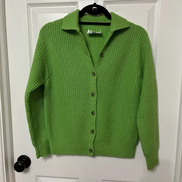 Aritzia Wilfred Claudette Cardigan collared merino wool in‎ cucamelon green XXs - Image 5