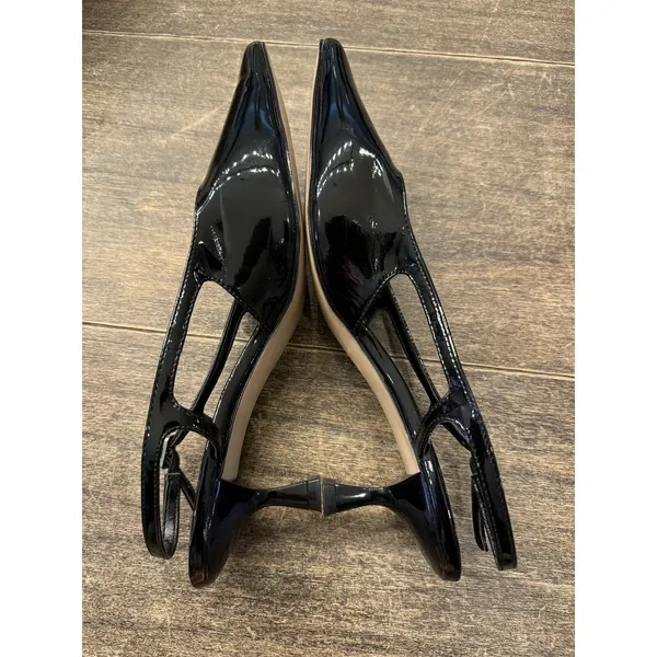Steve Madden Legaci Pump SANDAL BLACK LEATHER Slingback Kitten Heel Size 8.5 - Image 3