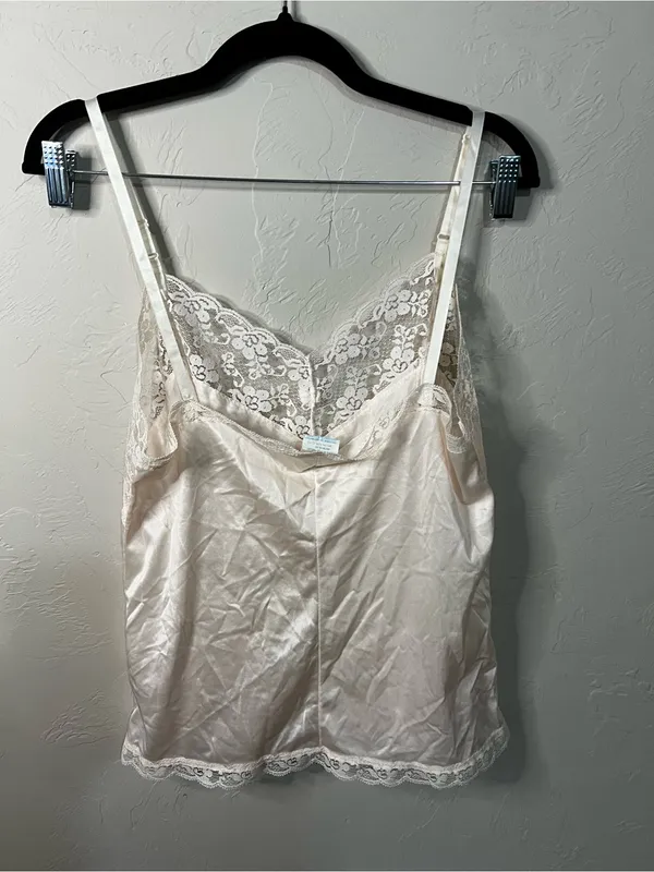 Ashley Taylor Vintage Peach Lace Trim Camisole Romantic Coquette Lingerie Top - Image 7