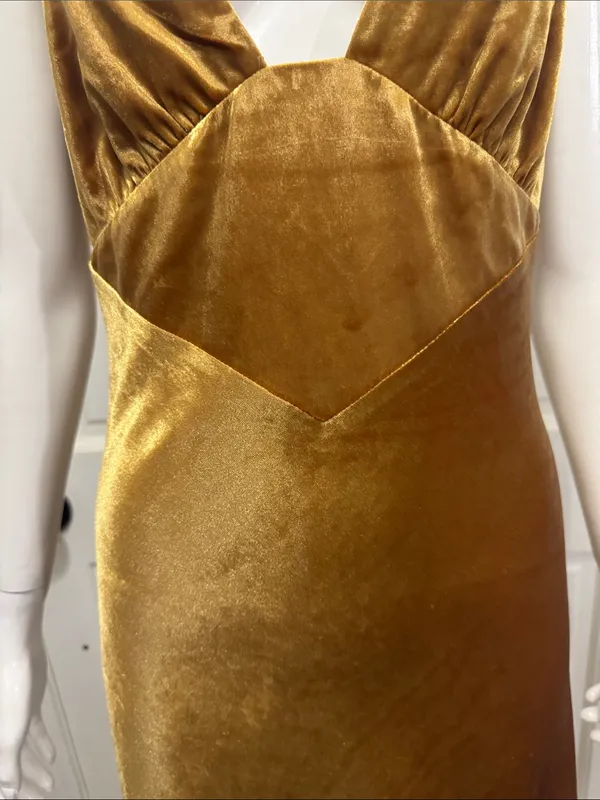 Bardot Capri Marigold Velvet Slip Dress Spaghetti Straps Women's Dress Sz S A3 - Image 4