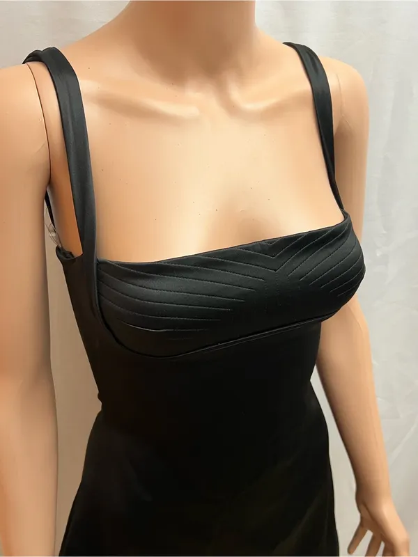 House of CB Kara Black Satin Mini Dress XS Bustier Fit & Flare NWT - Image 3