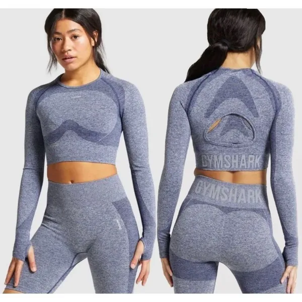 Flex Long Sleeve Active Blue crop Top - Image 6