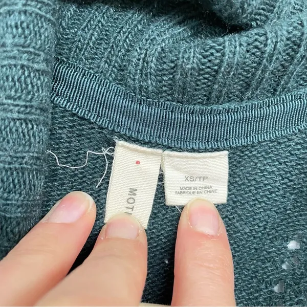 Moth Anthropologie Green Open Front Knit Cardigan Sweater XS Duster Long Line - Image 4