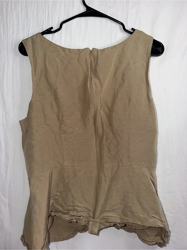 Banana Republic Linen Blend Sleeveless Peplum Top - Tan / Beige (Size 14) - Image 2