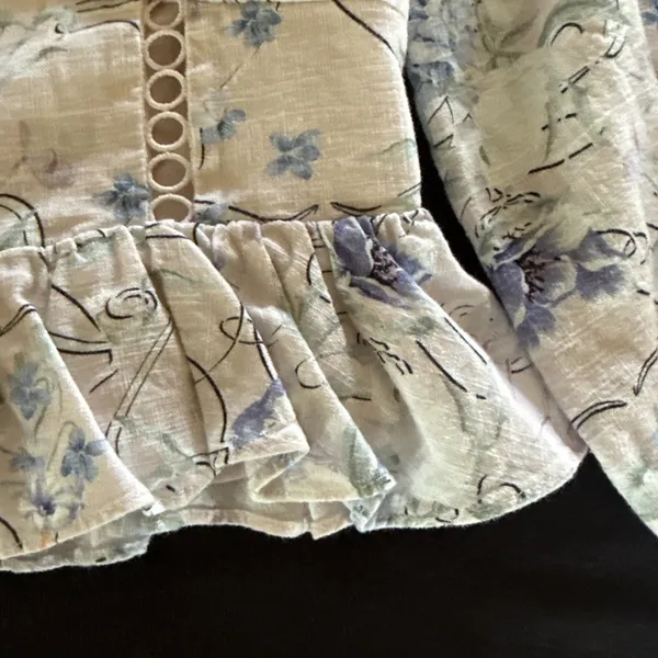 Express Floral Off The Shoulder Corset Peplum Top Pink Purple Stretch Size‎ XS - Image 4