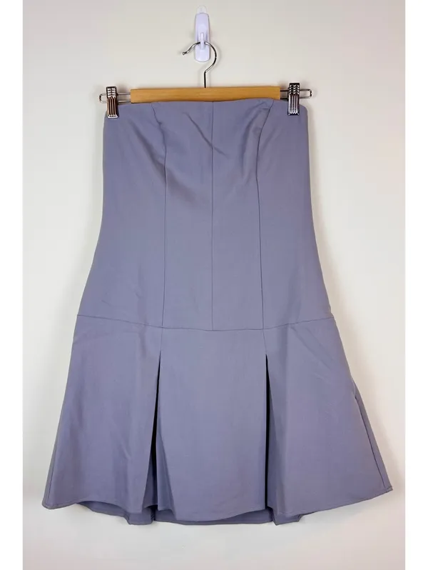 Abercrombie & Fitch NWT Gray Strapless Pleated Skort Mini Dress Y2K Size M - Image 2