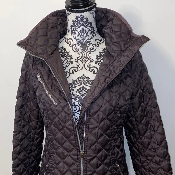 Marc New York Andrew Marc Brighton Dark Purple Quilted Coat Jacket Size Small - Image 8