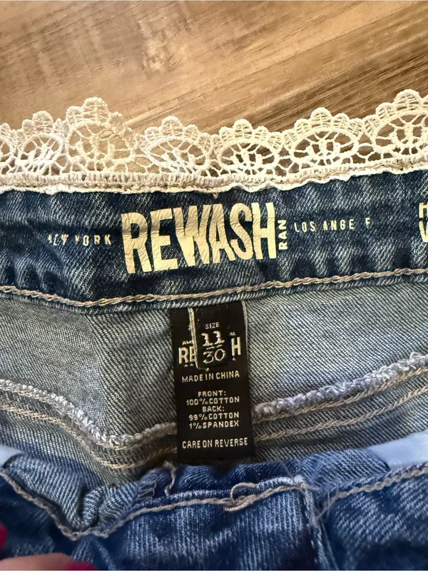 REWASH Lace Trim Denim Shorts - Image 4