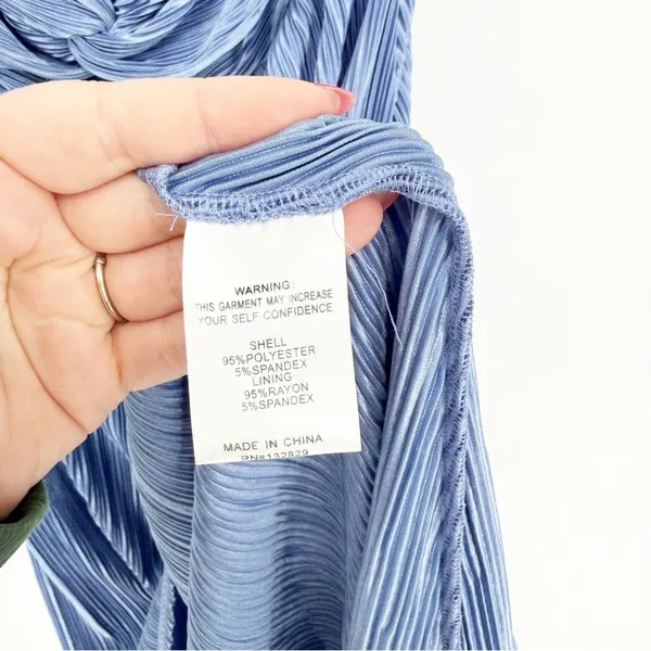 Song of Style Pleated Midi‎ Dress Women's Size XS Lapis Blue Wedding Guest - Image 7