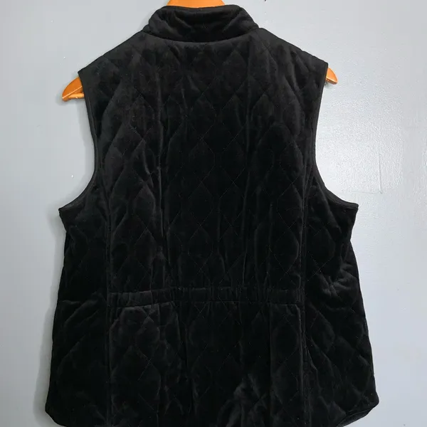 Croft & Barrow Black Quilted Velour Women’s Zip-Up Vest Large - Image 3