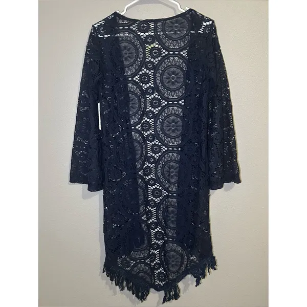 New Altar’d State Blue Crochet Knit Boho Kimono Cardigan Women’s Size Large - Image 5