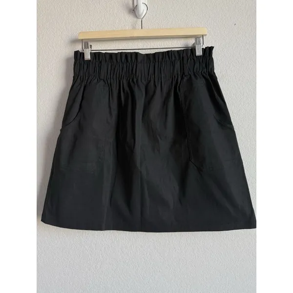Kancy Kole‎ Skirt Women’s XL Black High Waisted Pull On Paper Bag A-Line Mini - Image 7