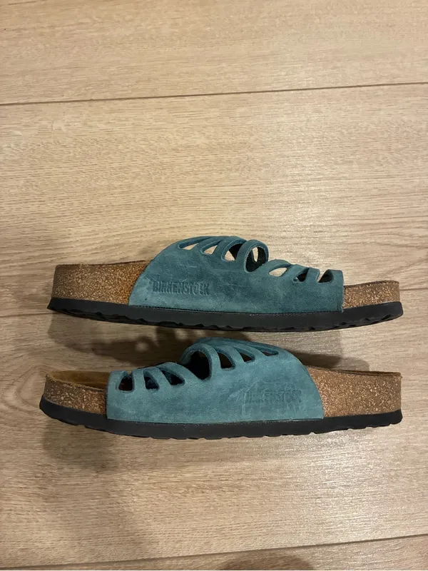Birkenstock Women’s Granada Leather Teal Slip On Sandal Size 37/6 US - Image 3