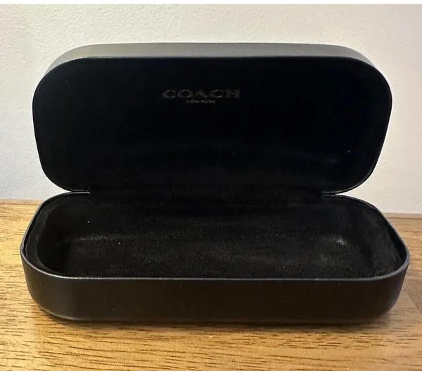 Coach New York Black Hardshell Clamshell Eye Glass Case Leather Velvet Lining - Image 7
