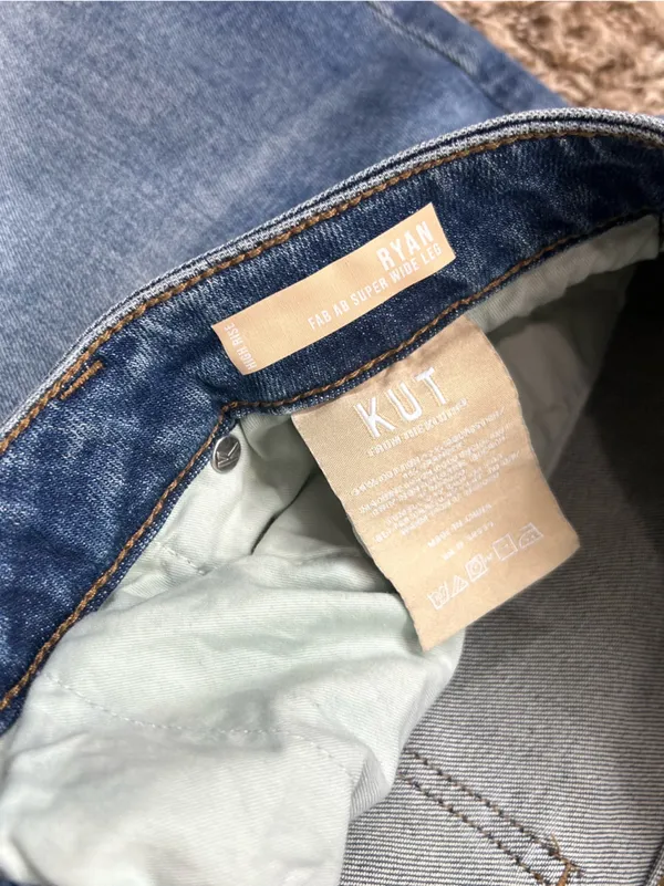 Kut from the Kloth Ryan Fab Ab Super Wide Leg Blue Jeans Size 12 - Image 8
