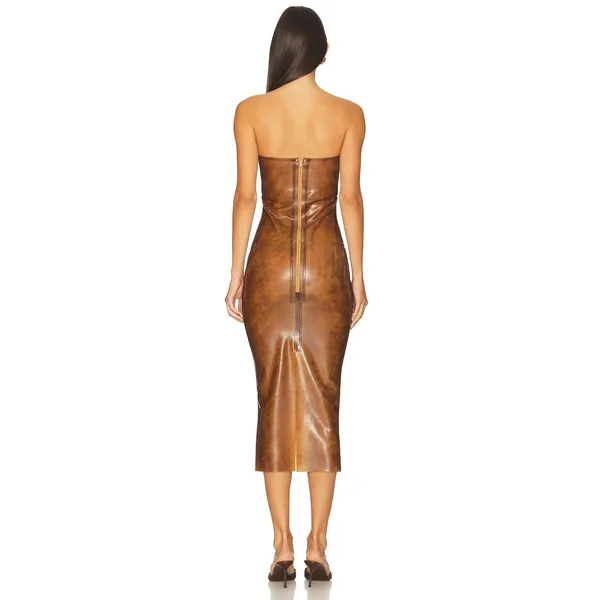 Miaou Lila Midi Dress Leopard Natural Latex Strapless Semi Sheer S NWT $495 - Image 5