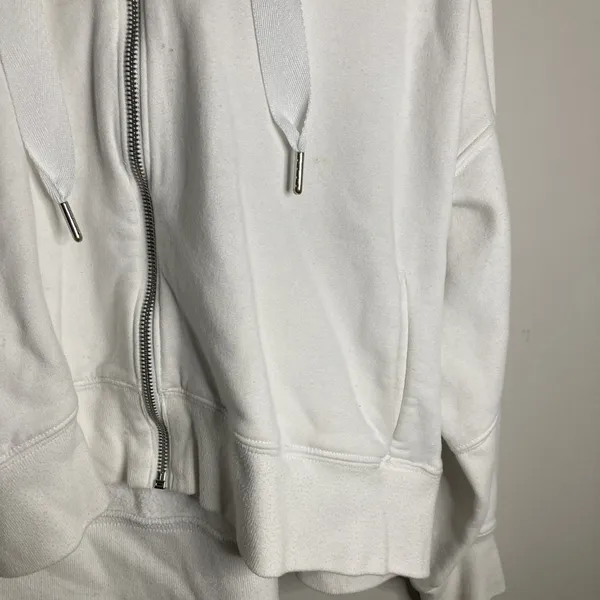 Abercrombie & Fitch Hoodie Womens Medium White Cropped Soft Zip Up Sweatshirt - Image 4