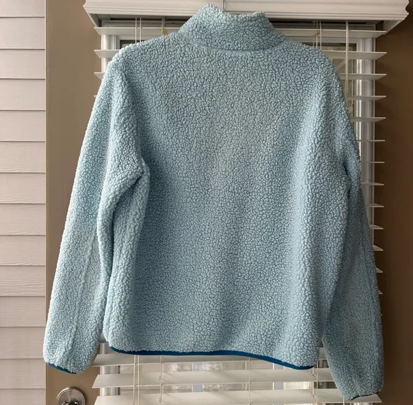 Light blue fleece color block jacket Size M - Image 3