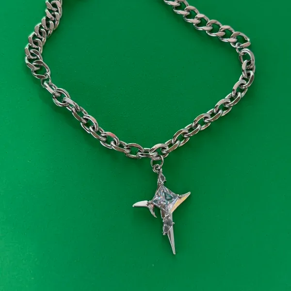 CZ Star Pendant Necklace for Men Women Streetwear Unisex Punk Hip Hop Necklace - Image 3