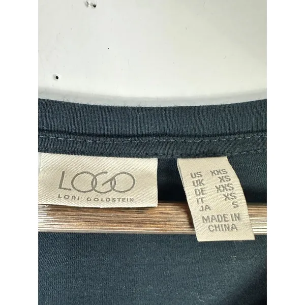 LOGO Lori Goldstein Black Maxi Dress‎ Womens XXS Eyelet Hem Pockets Minimalist - Image 3