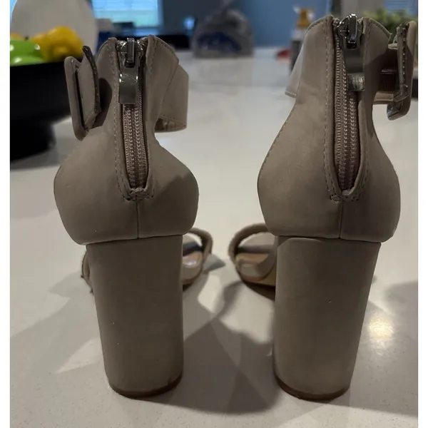 Nicole Miller New York Beige Block Heel Sandals Size 7.5 Ankle Strap Open Toe... - Image 5