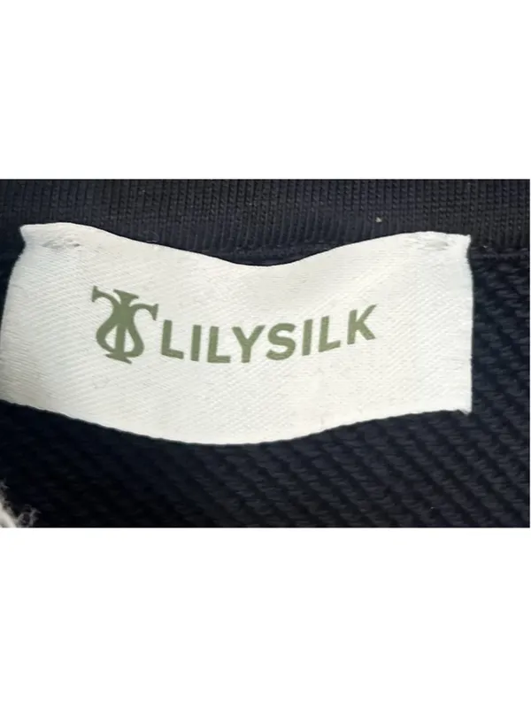 Lilysilk Seamflow Douceur Hoodie Black Medium Blanket Stitch Ribbed Cuff Soft - Image 11