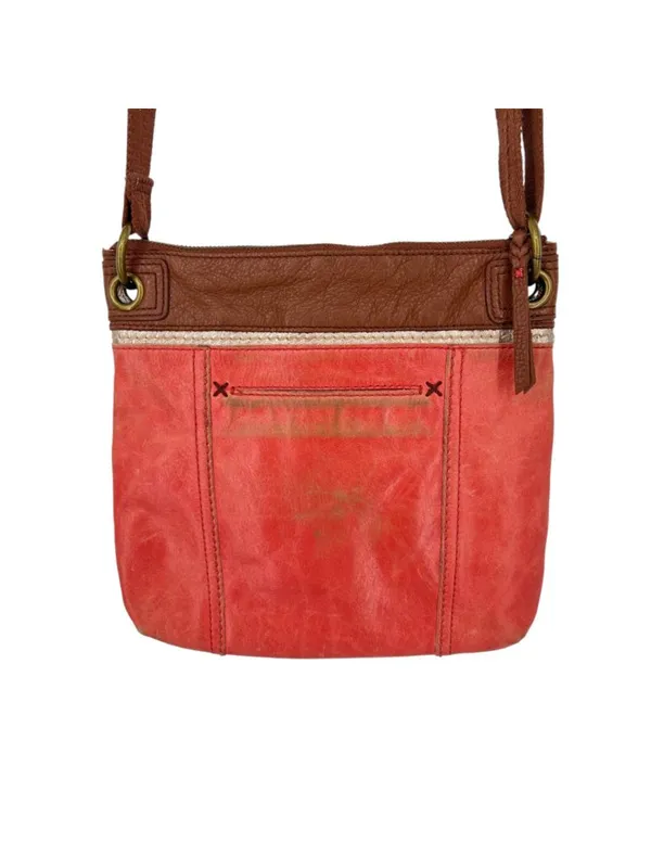 The Sak Kendra Coral Brown Leather Crossbody Bag Adjustable Strap Front Buckle - Image 5