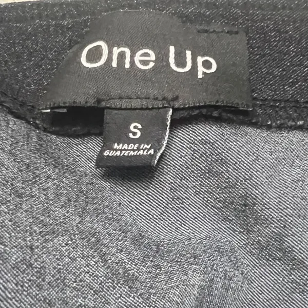 One Up Black Denim Halter Crop Top Womens Small Gold Button Y2K Festival 0378 - Image 3