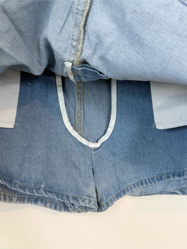 NWT Cupshe Blue Denim Notched Hem Mini Skort - Size: Extra Large - Image 6