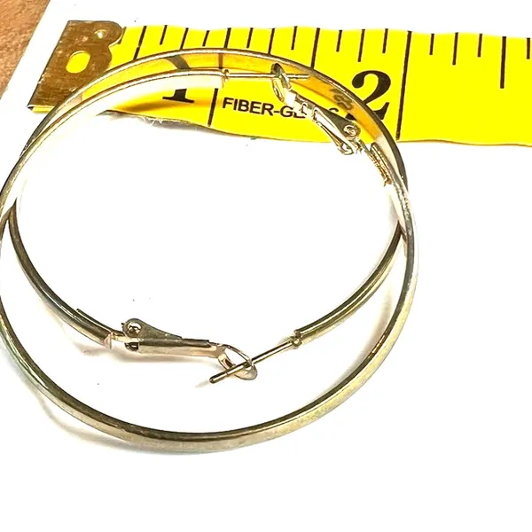 Hoops Gold Tone 2" inch Earring Pierced Hinged Minimalist - Image 7