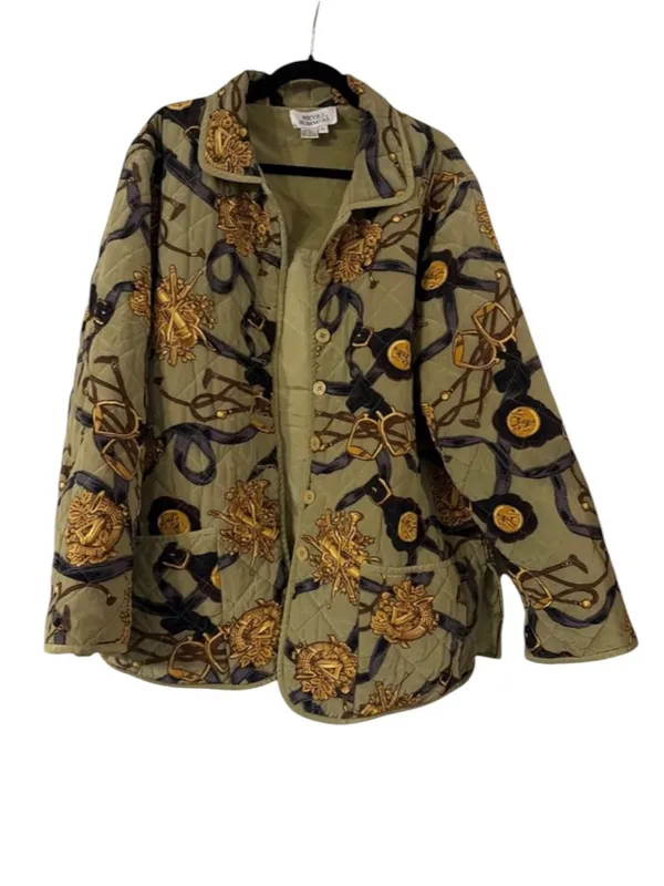Vintage Nicole Summers Pure Silk Quilted Jacket Equestrian Hunt Padded Barn Coat - Image 5