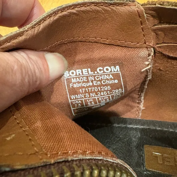 Sorel leather zip ankle boot bootie brown sz 7.5 - Image 5