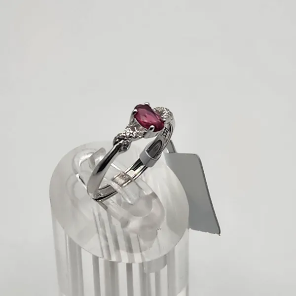 NWT Sterling Silver & Lab Created Ruby Adjustable Ring Red - Image 2