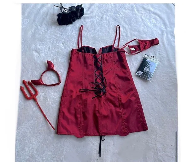 Dream girl Satin Shantung Corset Dress Devil Costume Sz 38 - Image 4
