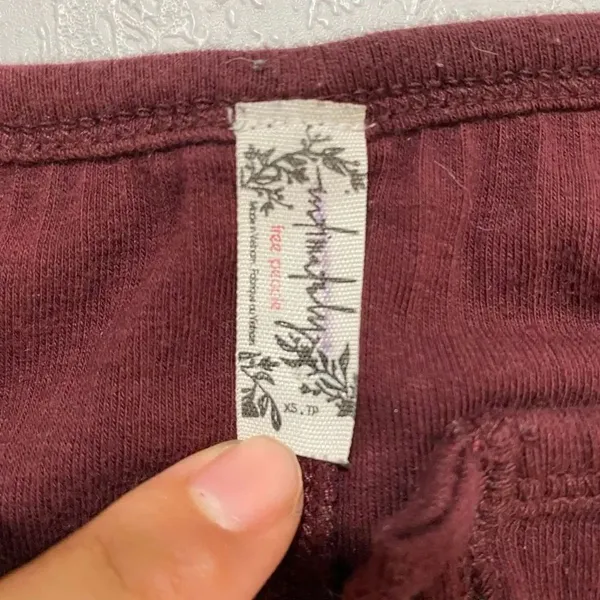 Intimately Free People Burgundy Ribbed Long Sleeve Henley Top XS - Image 4