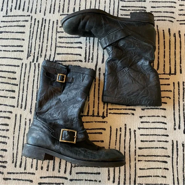 Jimmy Choo Archival Biker Leather Buckle Moto Boots EU 40.5 - Image 2