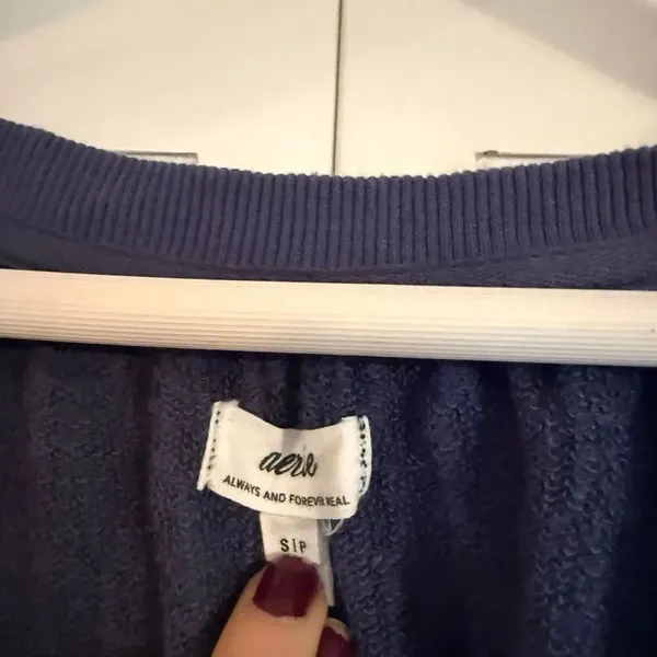 Aerie Easy Street blue oversized tie neck sweater size small - Image 4