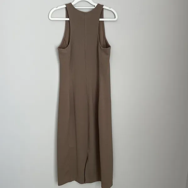 Athleta Size S Signature Rib Dress Sleeveless Modal Blend Athleisure Beige - Image 5