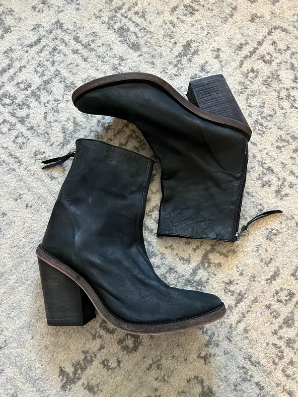 Free People Black Leather Ankle Boots - Image 2