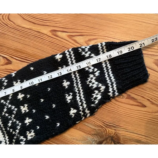 VTG 100% Wool Sweater XS Nepal 1/4 Zip Snowflakes Thick Fisherman Cozycore Cabin - Image 11