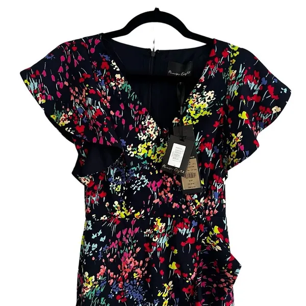 Phase Eight Sheldon Floral Ruffle Asymmetrical Midi Dress Size 2 NWT - Image 5