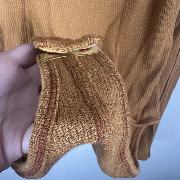 Free People Intimately Sloane Henley Bodysuit Sz Medium Snap Thumbholes Mustard - Image 5