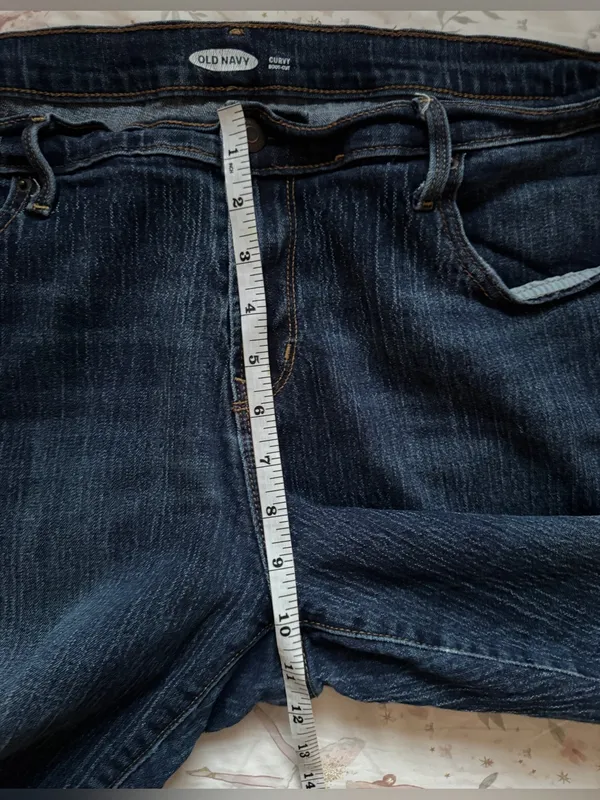 Old Navy Curvy Bootcut Textured Stretch Jeans Dark Wash 14 Short - Image 9