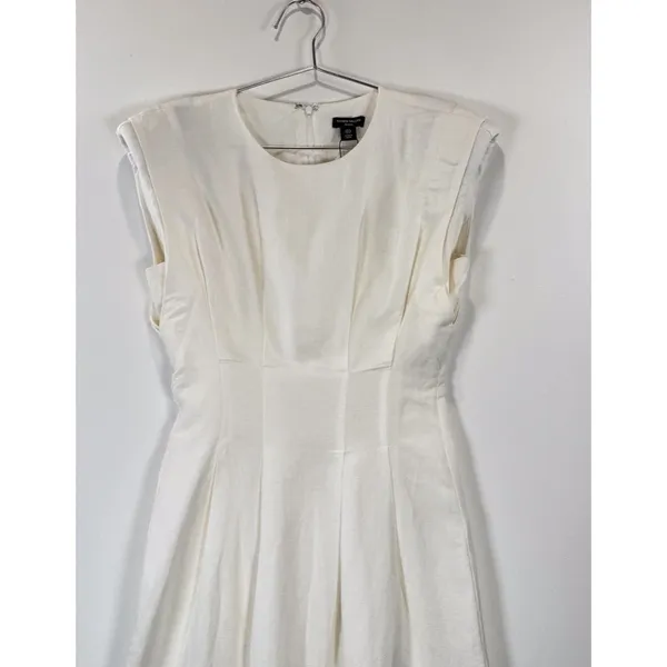 NWT Karen Millen Maxi Dress White Linen Pintuck A Line Quiet Luxury 4 Petite - Image 6
