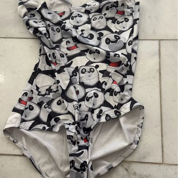 Blackmilk Panda Pattern Bodysuit - Black and White - Image 4